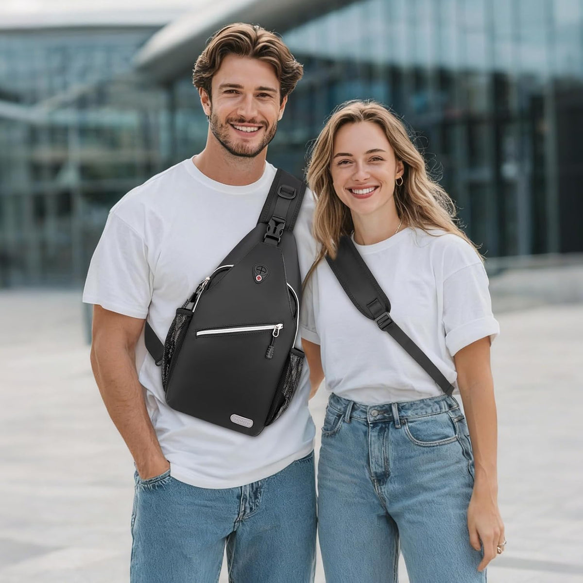 MOSISO Small Sling Bag for Men, Crossbody Shoulder Chest Daypack Bag