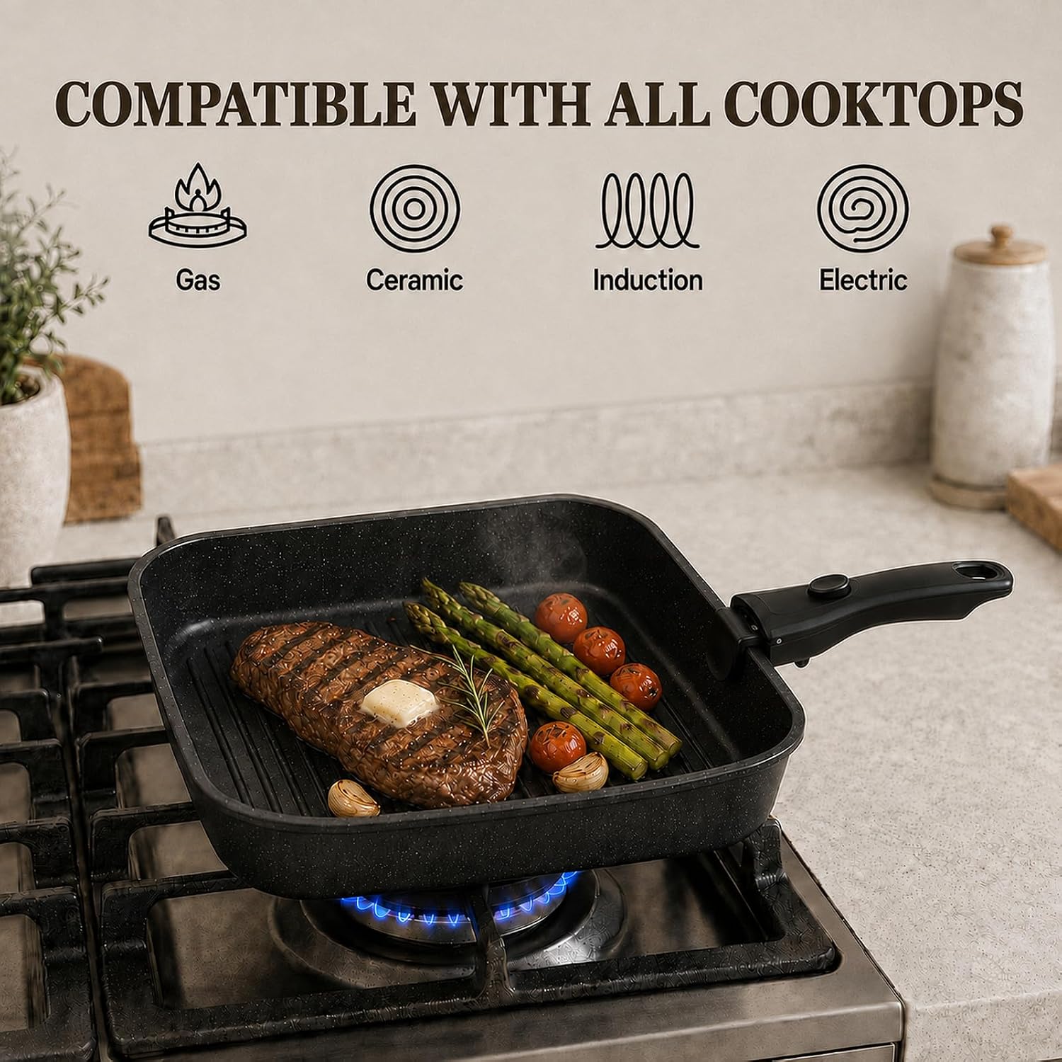 KIKCOIN 24-Piece Nonstick Pots and Pans Set, Cookware with Removable Handle