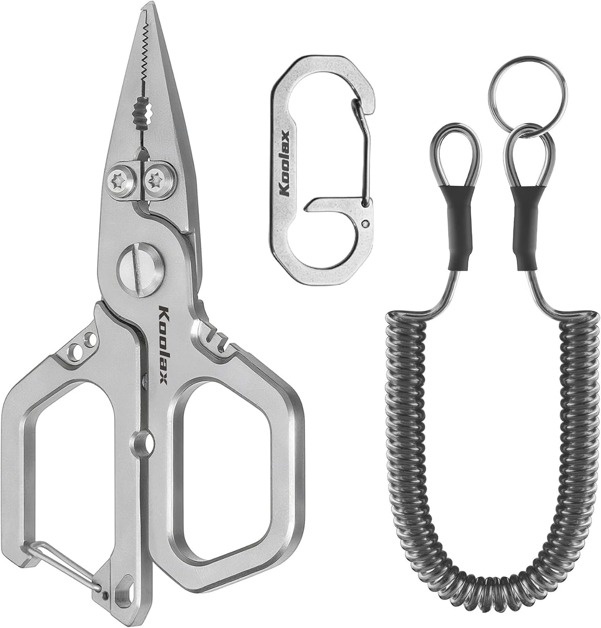 Titanium Fishing Pliers, 4.4" Saltwater Resistant Fishing Scissors, Tungsten Cutters, Multi-function Tool with Lanyard, Split Ring Hook Remover, Gifts for Men