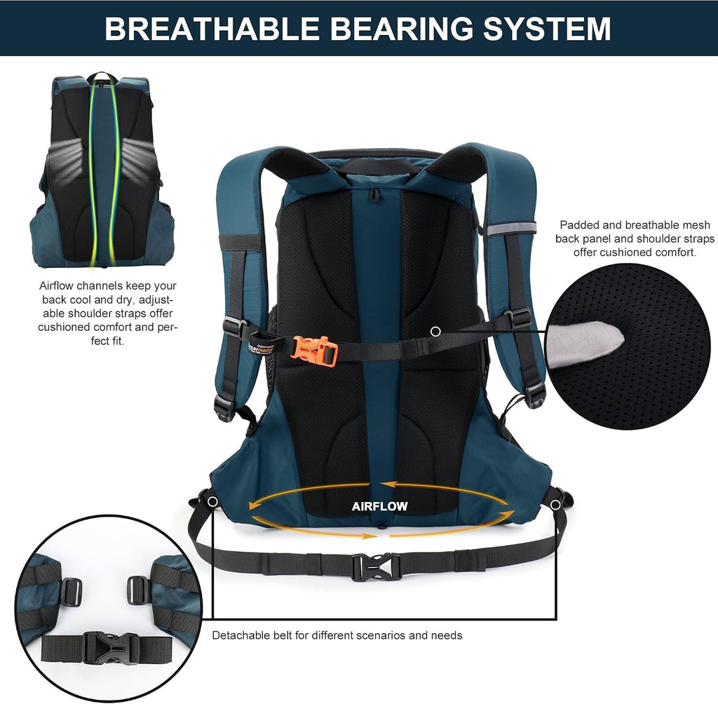MOUNTAINTOP 35L Hiking Backpack, Lightweight Daypack with Rain Cover