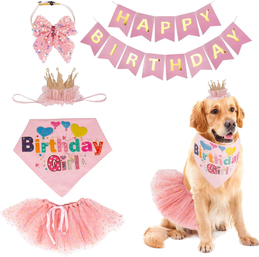 ADOGGYGO Boy Dog Birthday Hat, It's My Birthday Bandana Set, Blue, Small