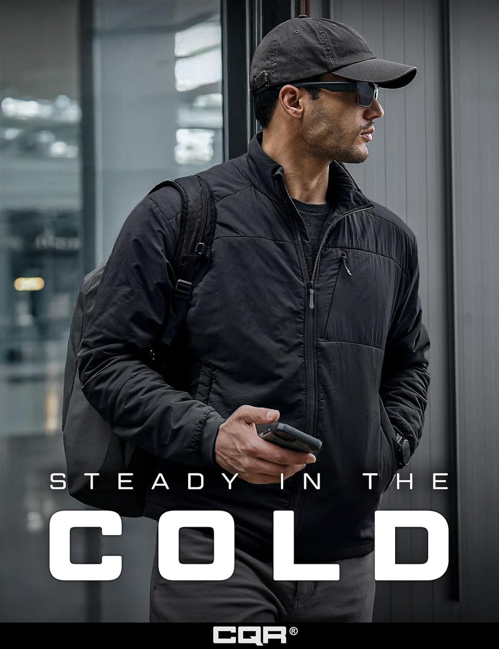 CQR Men's Lightweight Warm Insulated Jacket, Windproof Water Resistant Winter Active Coat for Hiking Work Outdoor Tactical