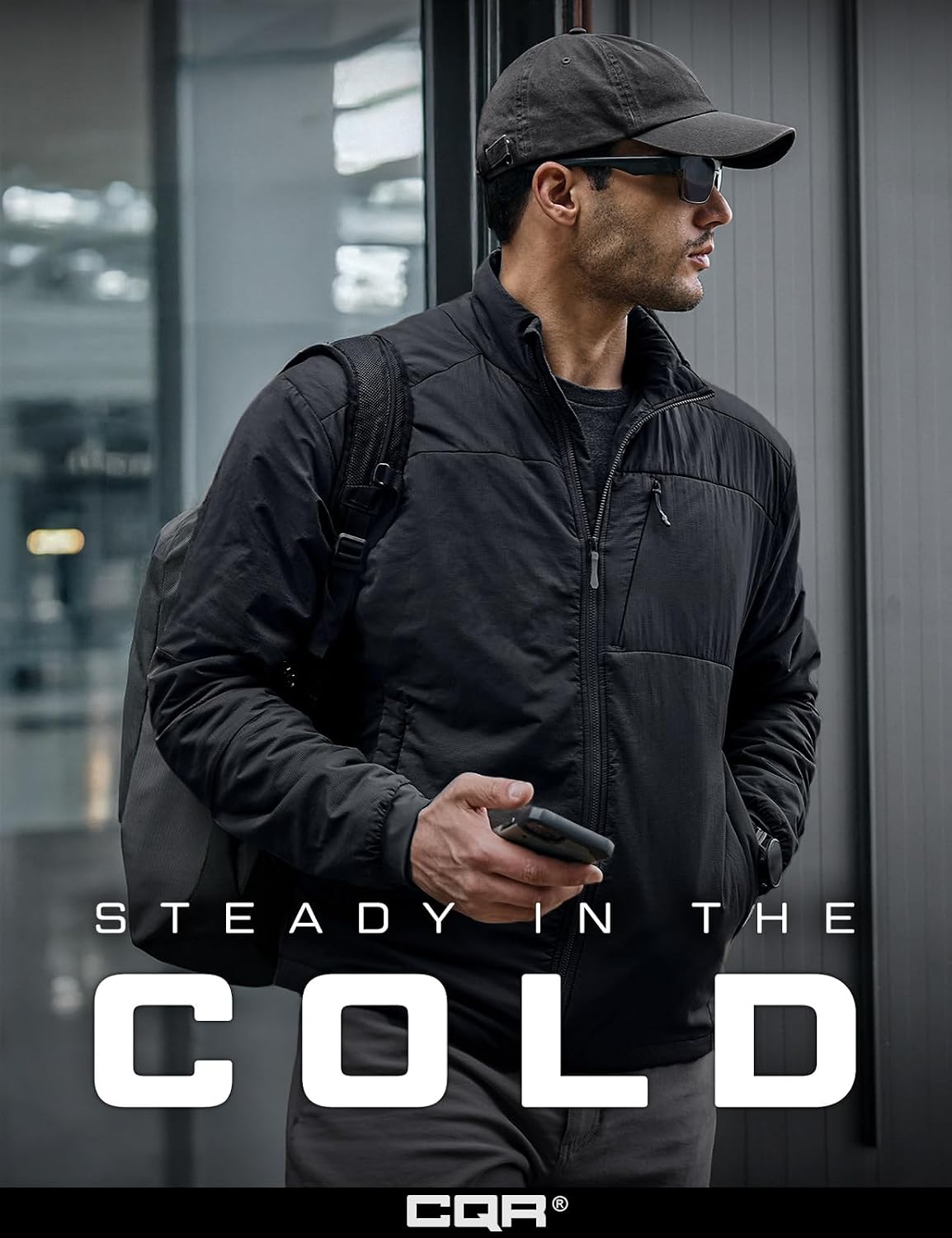 CQR Men's Lightweight Warm Insulated Jacket, Windproof Water Resistant Winter Active Coat for Hiking Work Outdoor Tactical