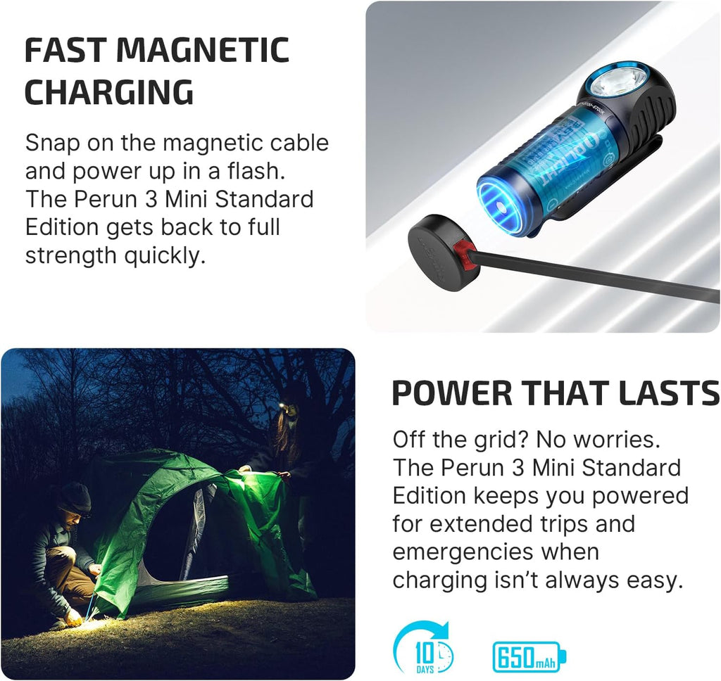 OLIGHT Perun 3 Mini Rechargeable Headlamp, Waterproof, 1250 Lumens, Black