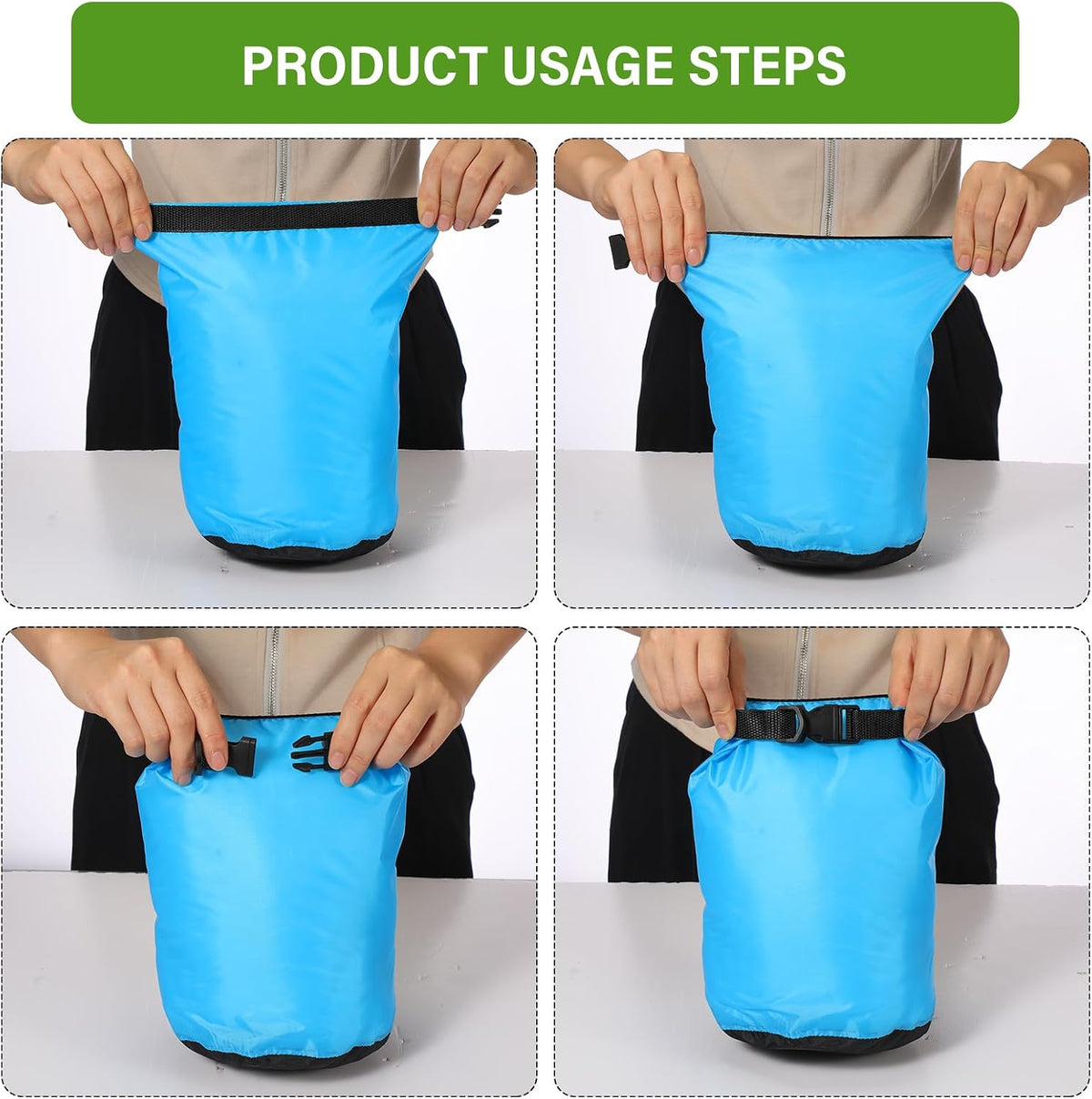 6 Pcs Waterproof Dry Bag Set for Kayaking & Camping,Fluorescent