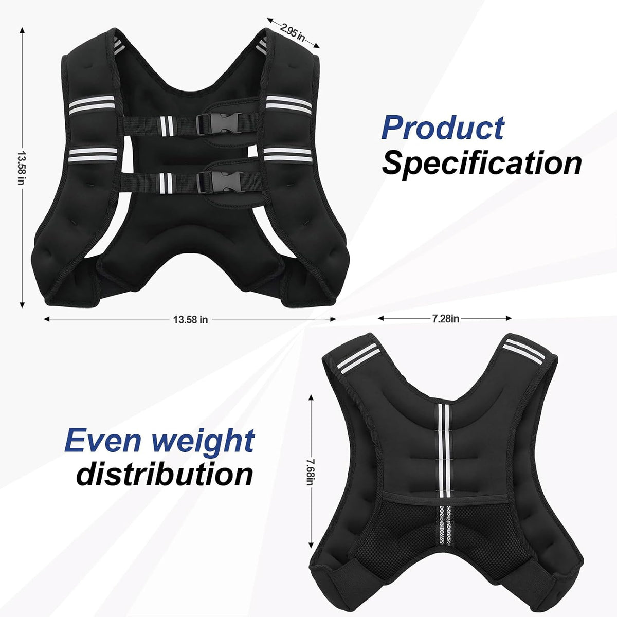 Zikopomi Weighted Vest Woman Man, 6lb/8lb/12lb/16lb/20lb/25lb/30lb Weight Vest with Reflective Stripes for Workout, Strength Training, Running, Fitness, Muscle Building, Weight Loss, Rucking Vest