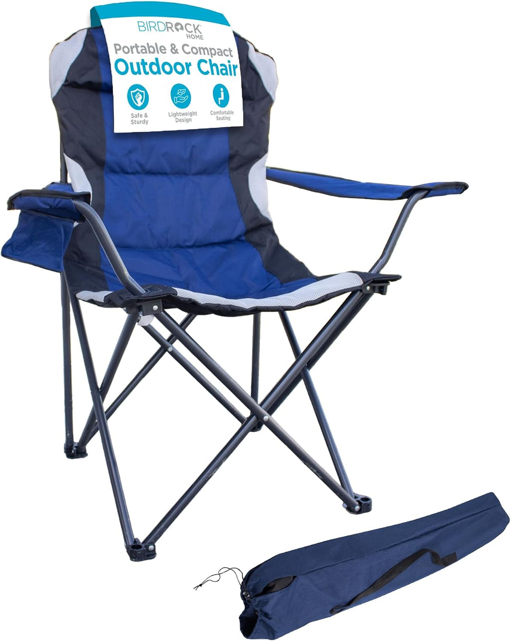 Internet's Best Padded Camping Folding Chair | Outdoor | Green | Sports | Cup Holder | Comfortable | Carry Bag | Beach | Quad