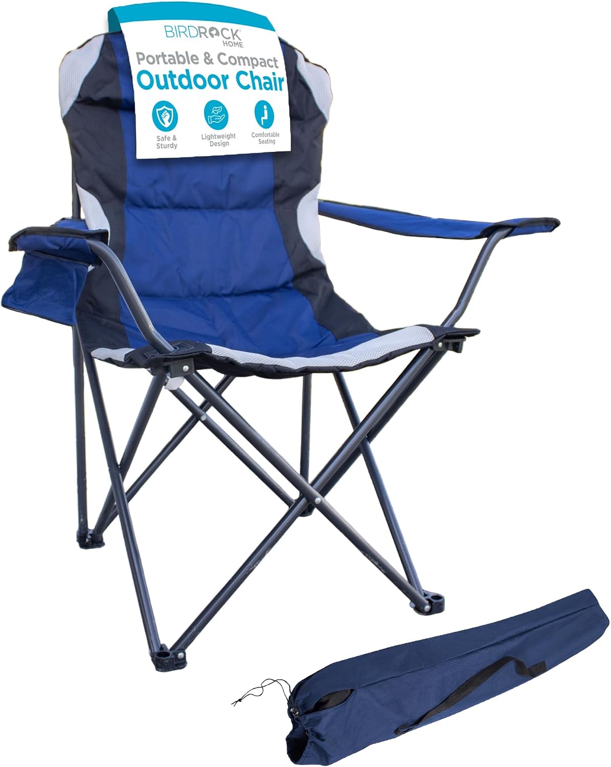 Internet's Best Padded Camping Folding Chair | Outdoor | Green | Sports | Cup Holder | Comfortable | Carry Bag | Beach | Quad