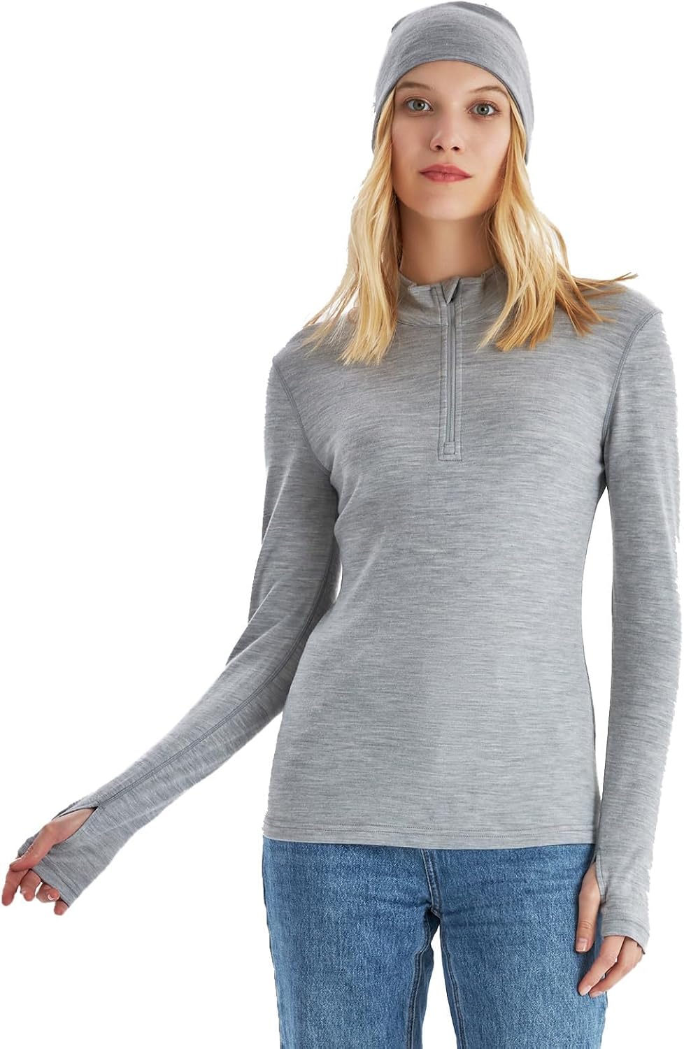Merino Protect 100% Merino Wool Base Layer Women Thermals Underwear Lightweight Soft Long Sleeve Shirt for Hiking Skiing