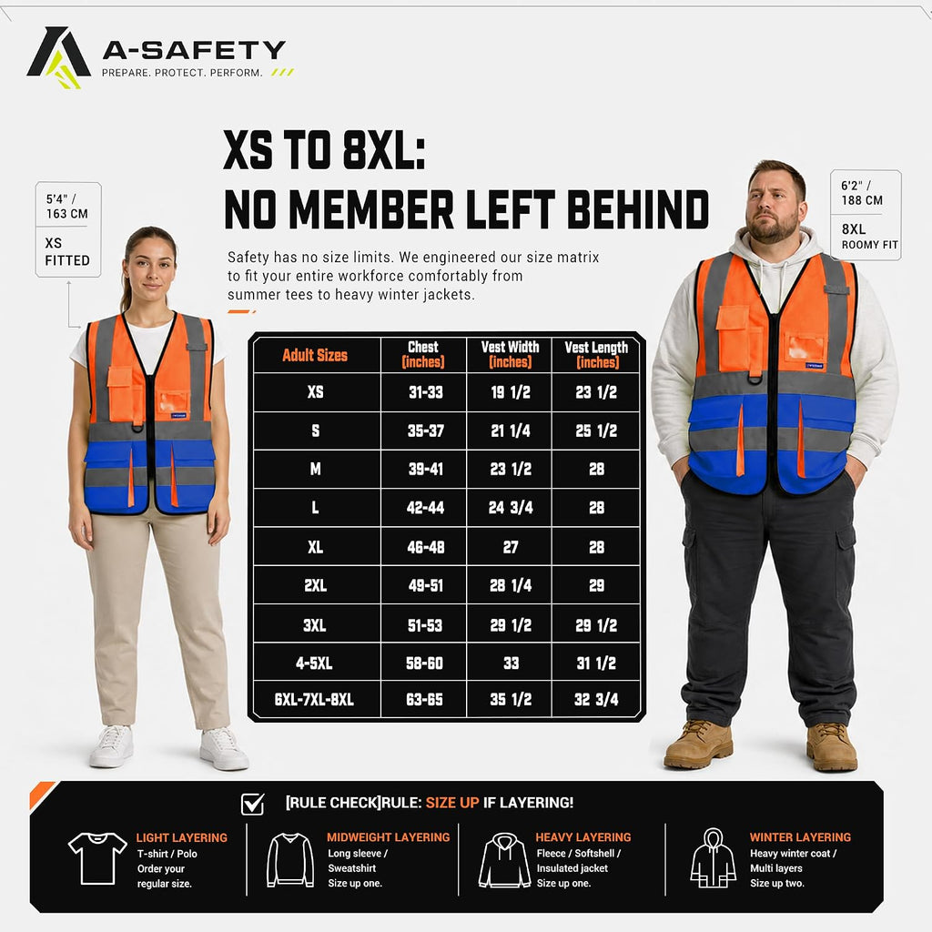 A-SAFETY High Visibility Reflective Safety Vest Customize Logo (XS-8XL)