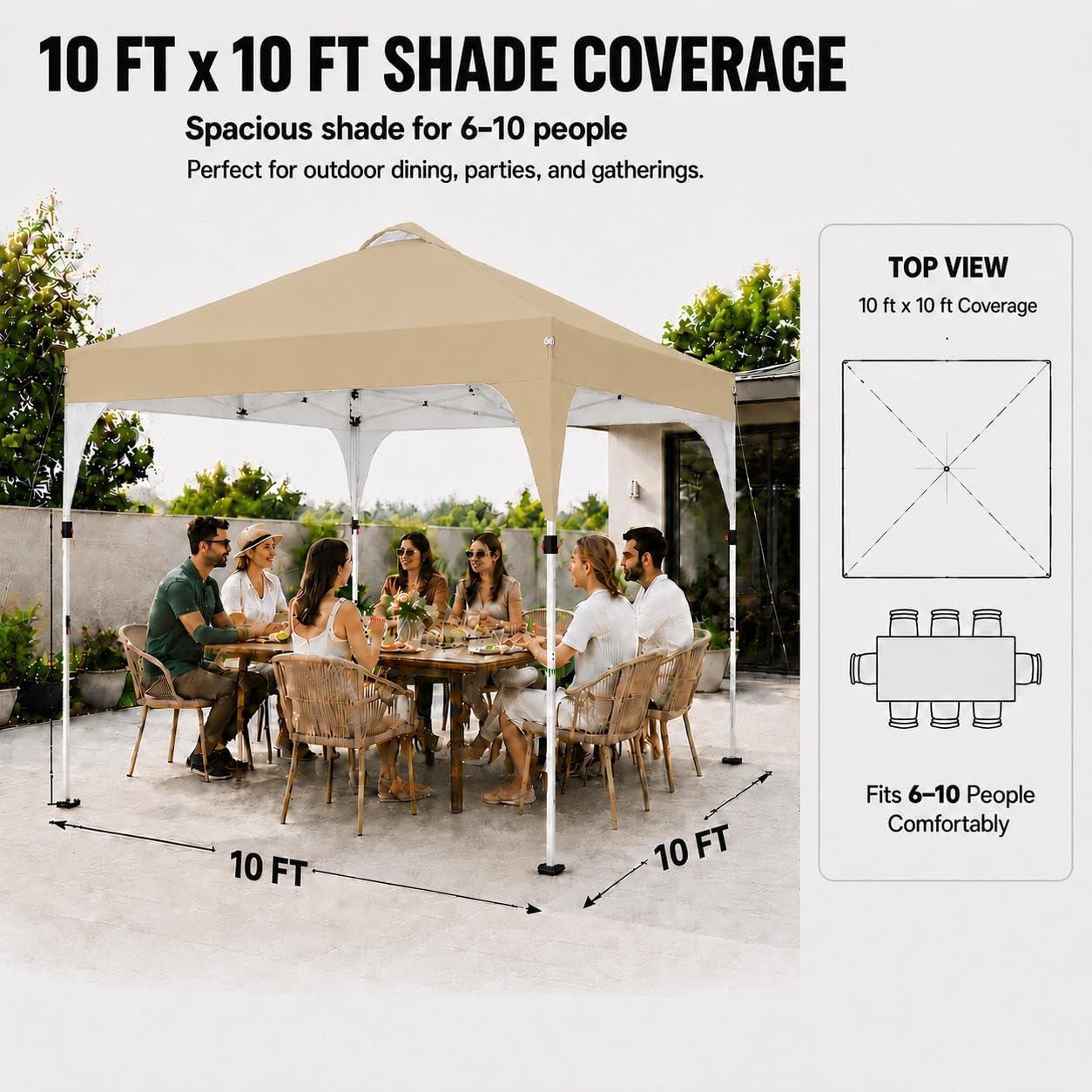 Yaheetech 10x10 Pop Up Canopy Tent for Outdoor Events, Khaki