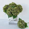 ZYTUYO 5 Pcs Silk Green Hydrangea Artificial Flowers - 20'' Faux Hydrangeas for Spring Indoor/Outdoor Home Decor & Wedding Arrangement