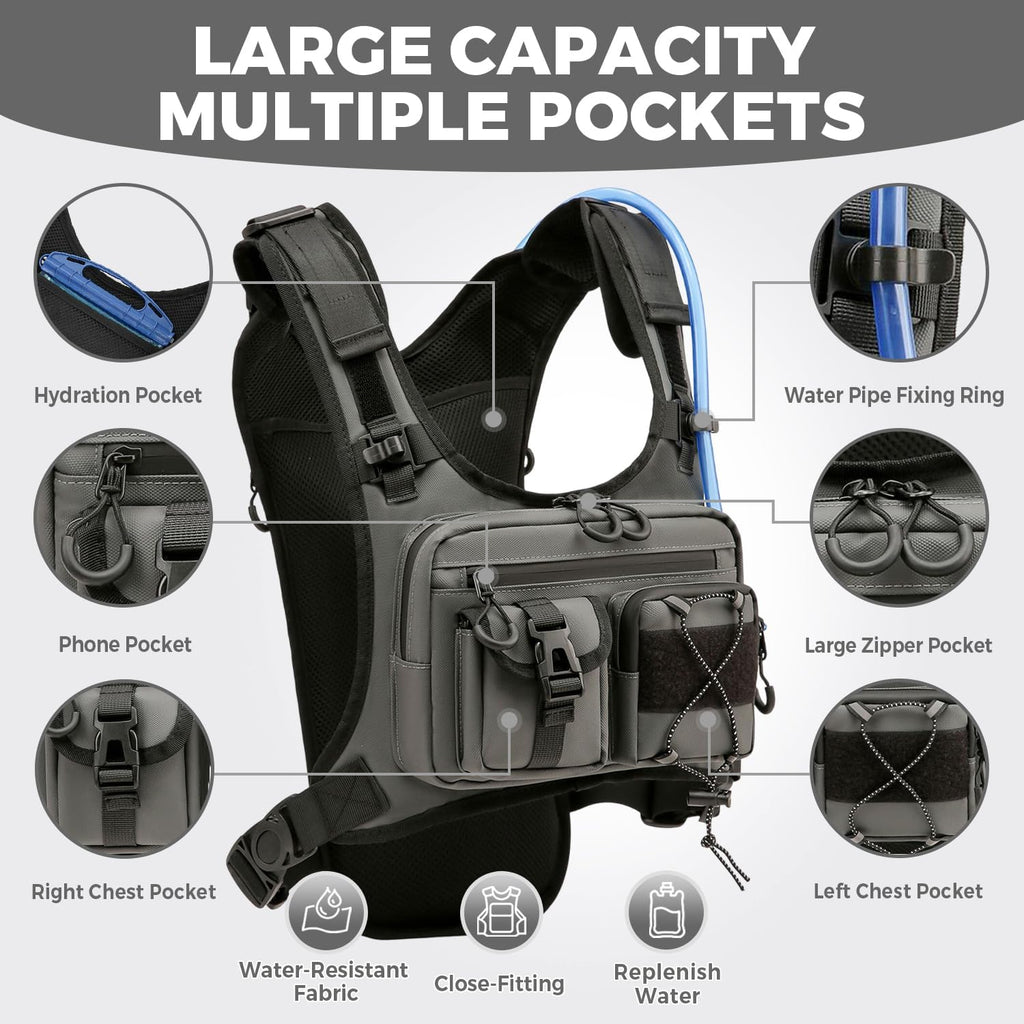 Criuage USA Patent Running Hydration Vest Backpack, Lightweight Chest Pack with 2.0L Water Bladder Bag Daypack for Hiking Running Cycling Race Marathon for Women Men