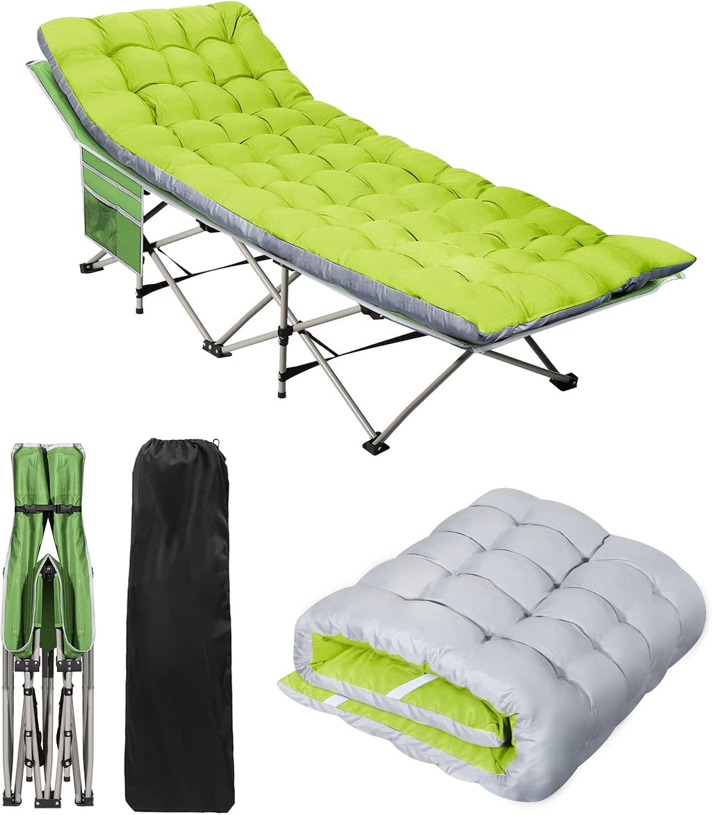 Portable Camping Cot with Mattress, Sleeping Bed,Single Lounge Chaise