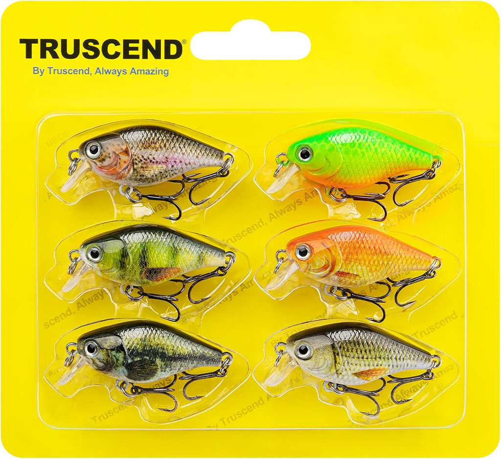 TRUSCEND Easy Catch Crankbait with BKK Hooks, Shallow or Deep Diving Crank Bait Fishing Lures for Bass Pike Walleye, Unipue Wobble Design for More Bites, Vibe Lipless Crankbaits Freshwater Saltwater