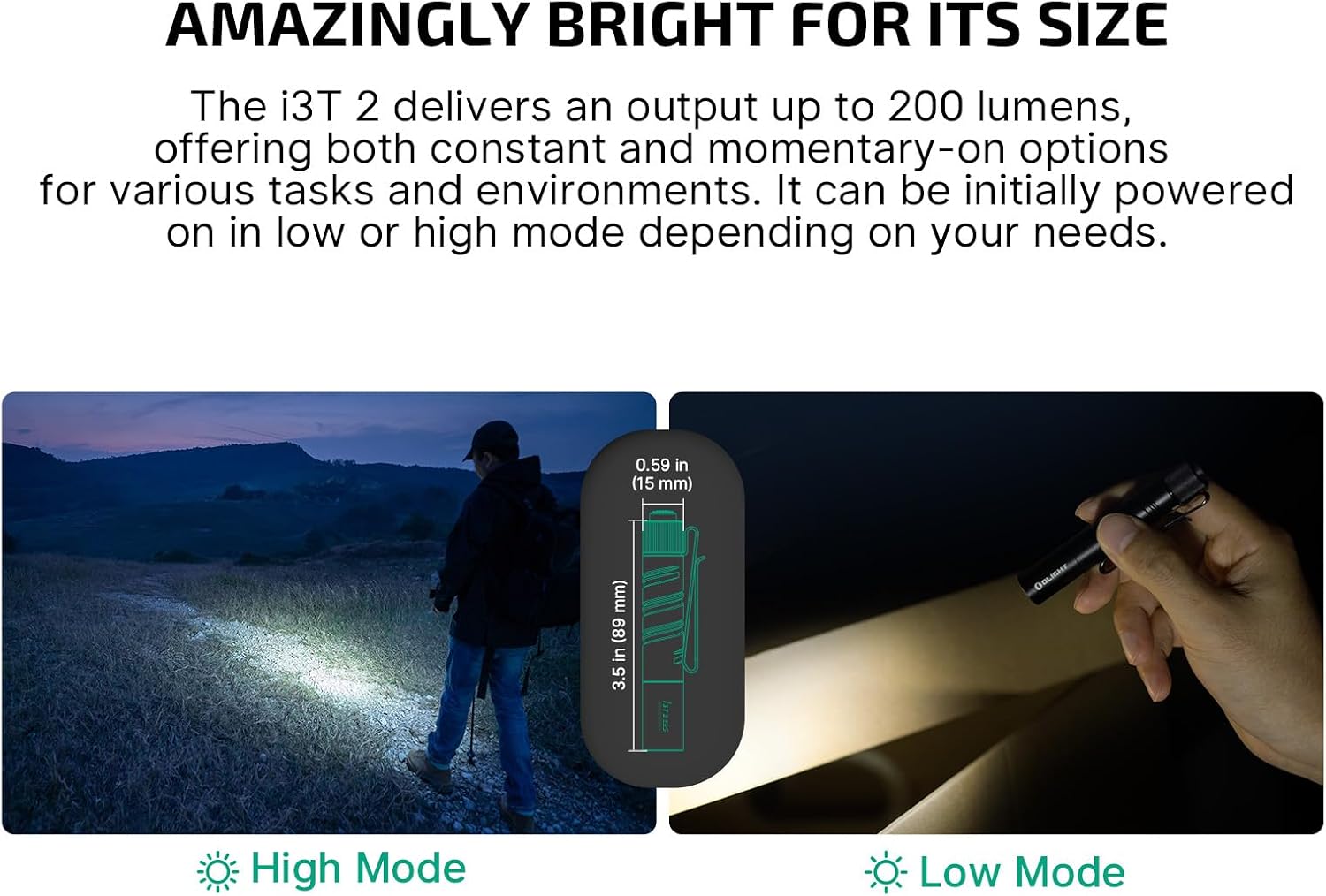 OLIGHT I3T 2 EOS Pocket Small EDC Flashlight (Black)
