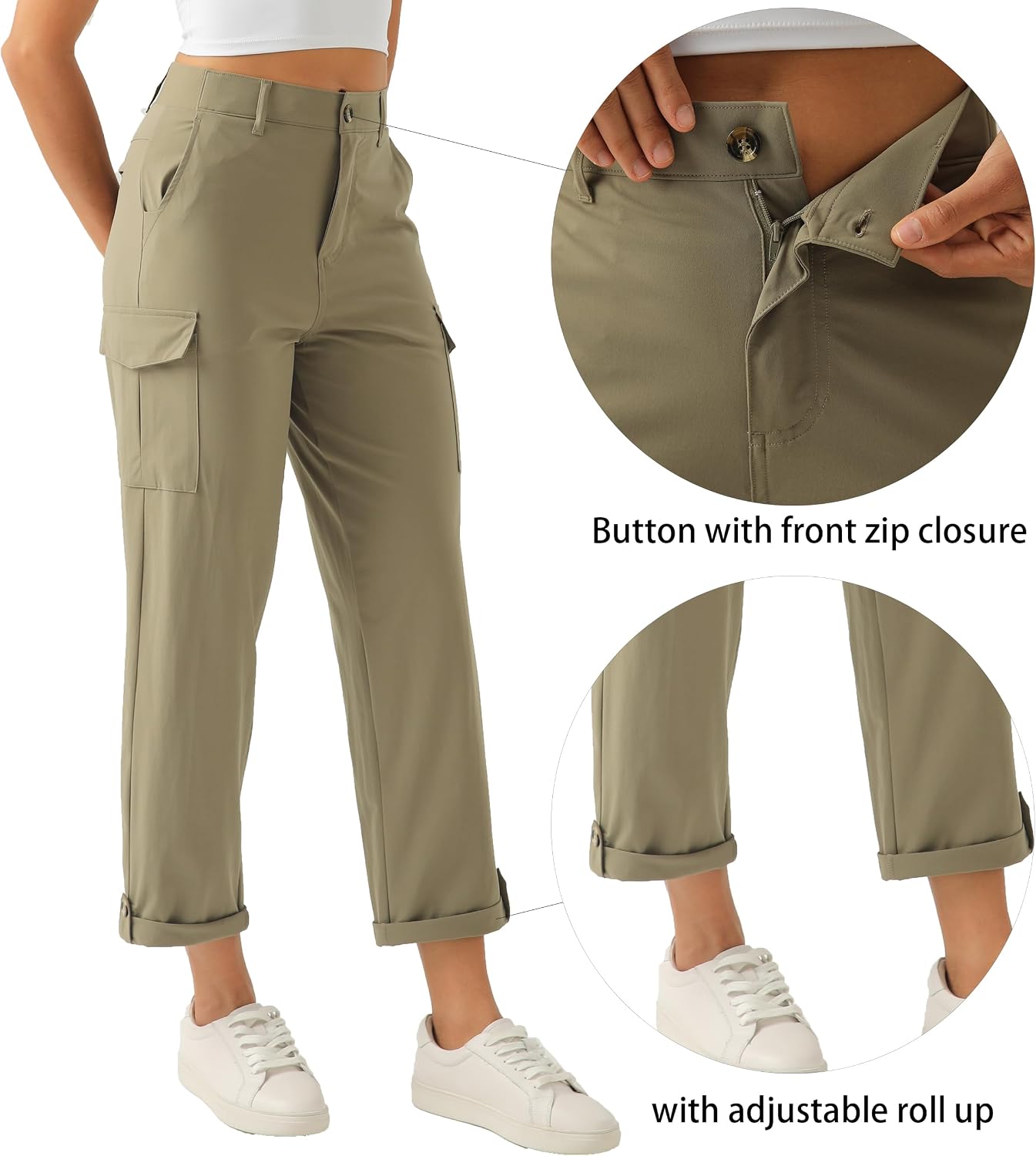 Women's Lightweight Hiking Work Cargo Pants with 5 Pockets Outdoor