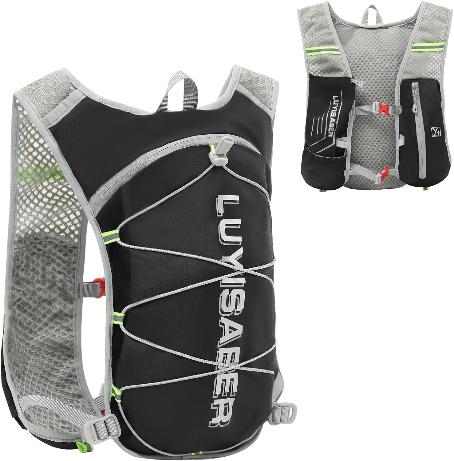 Azarxis Hydration Backpack 5L Running Vest Lightweight Breathable Water Daypack for Women Men Trail Race Marathon Jogging Hiking Climbing Camping Biking (Black - Only Backpack)