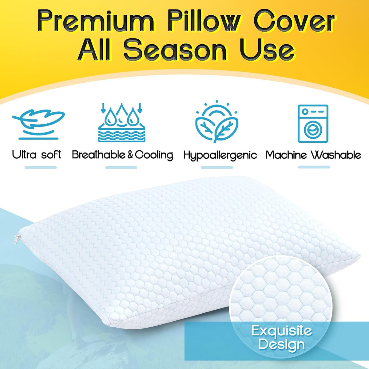 1 MIDDLE ONE Travel Pillow for Sleeping Camping, Memory Foam Small Pillow with Breathable Cover for Backpacking, Airplane, Car (15.5 X 12 Inch)