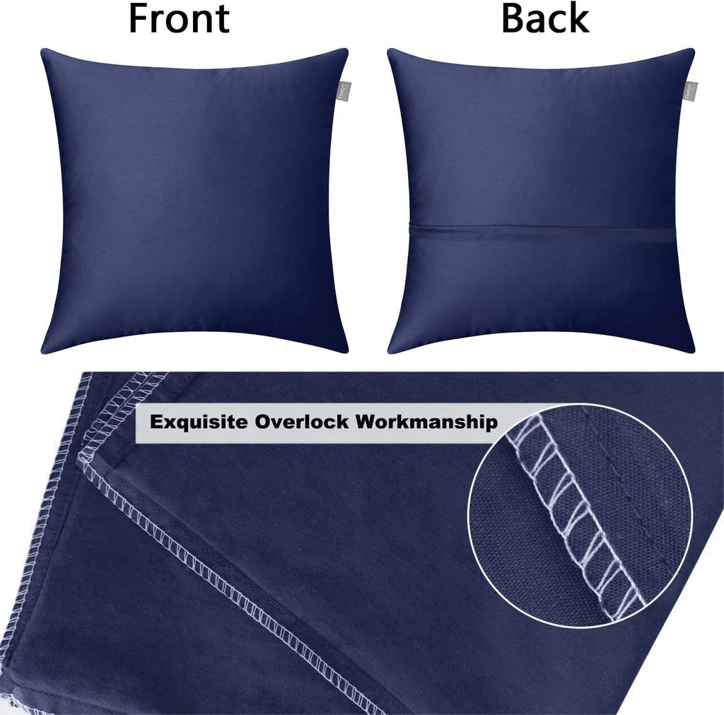 Thmyo 4-Pack 100% Cotton Solid Decorative Throw Pillow Case 18x18 Dark Blue