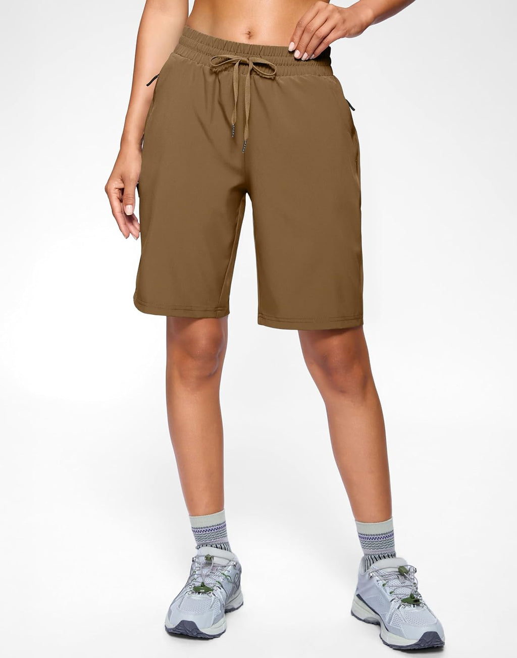 SANTINY Women's 7''/ 9'' Hiking Shorts with 3 Zipper Pockets Athletic Shorts