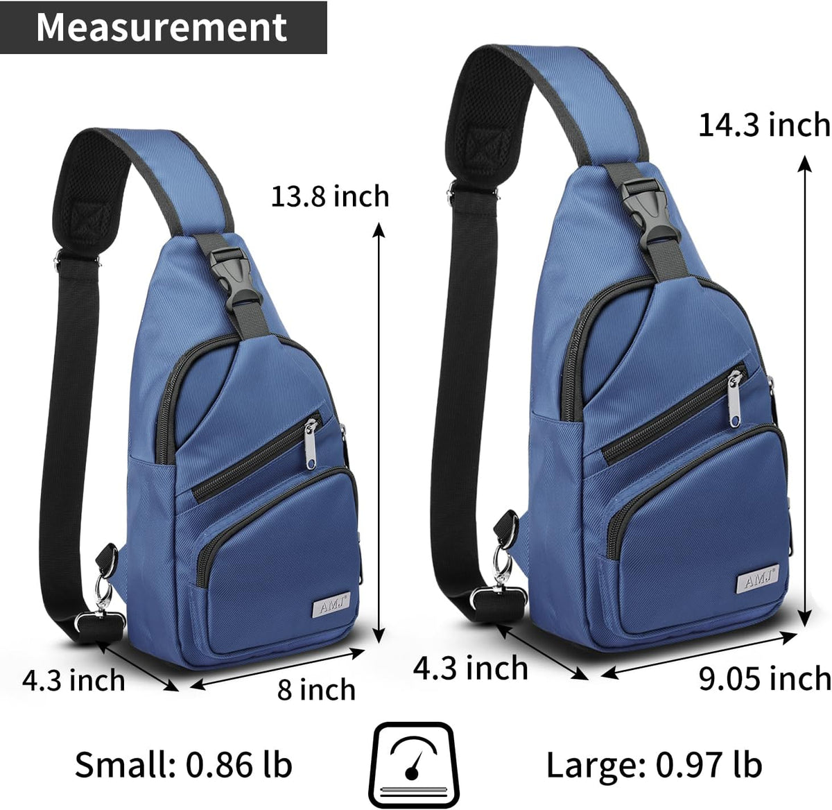 AMJ Crossbody Sling Bag Men Women, Casual Shoulder Backpack, Chest Daypack Satchel for Hiking Travel