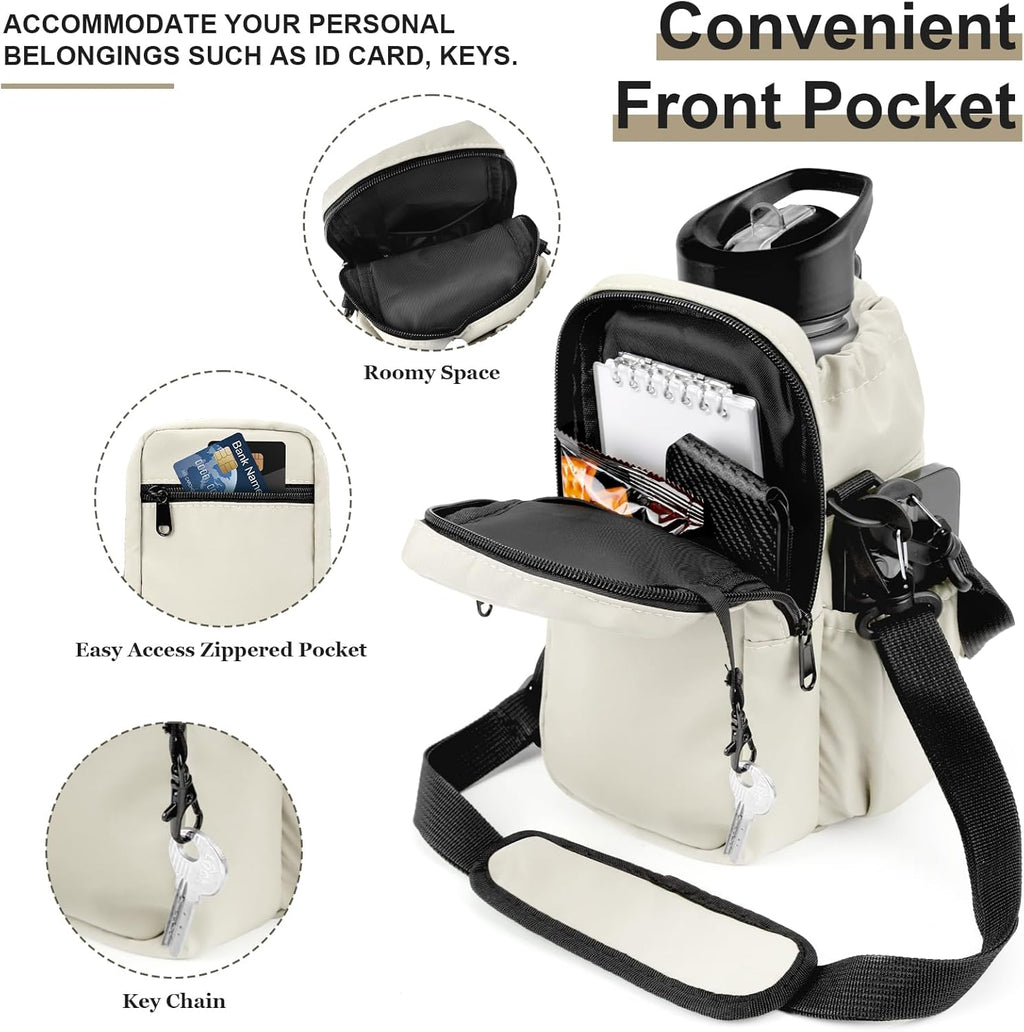 Water Bottle Holder with Strap, 32/40oz Insulation Water Bottle Carrier Bag with Phone Pocket, Water Bottle Sling Bag Crossbody Water Bottle Holder for Hiking Walking