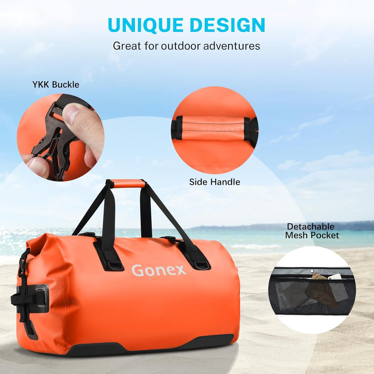 Gonex Waterproof Duffel Bag, 40L/60L/80L Roll-Top Travel Kayaking Dry Bag