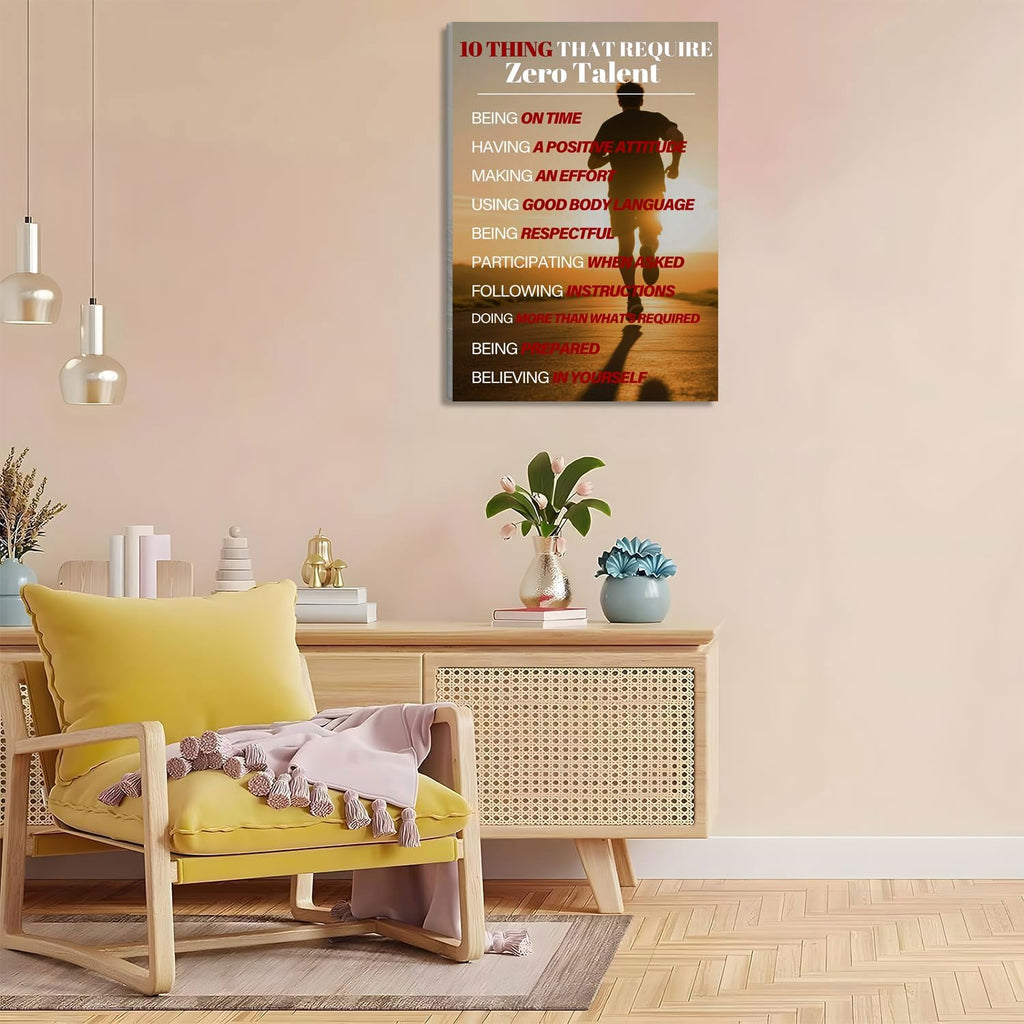 Bmotaso 10 Things That Require Zero Talent Canvas Wall Art Inspirational Poster Motivational Painting Positive Quotes Poster Pictures Print Wall Decor Artwork for Bedroom Office Frame 12 * 18 Inch
