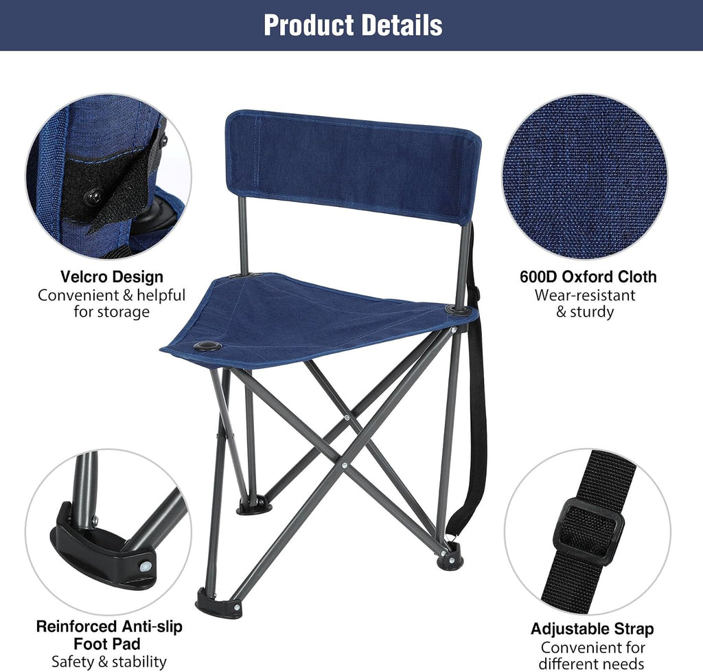 REDCAMP 2 Pack Tripod Chairs for Adults, Folding Lightweight Portable Golf Chairs
