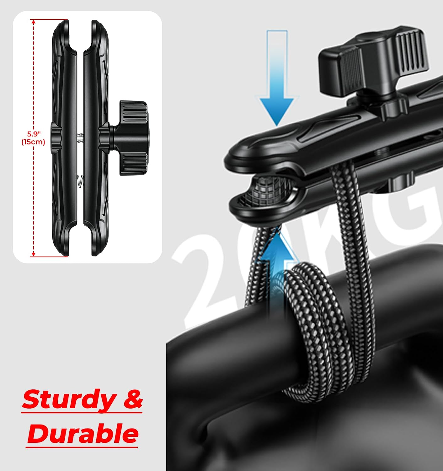 VAZESWIN 1" Ball Aluminum Alloy Double Socket Arm, 5.9" Length Long Arm