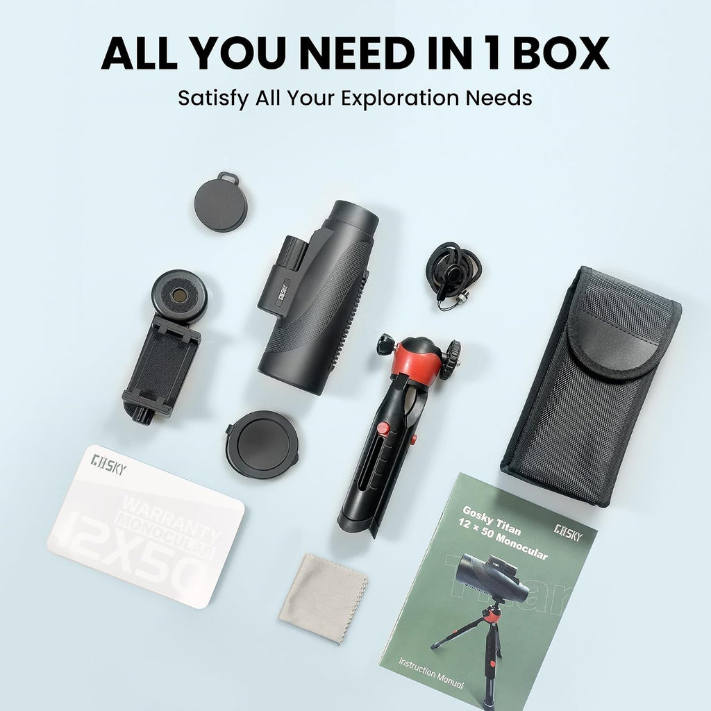 Gosky 15x52 High Powered Monocular Telescope for Adults with Tripod