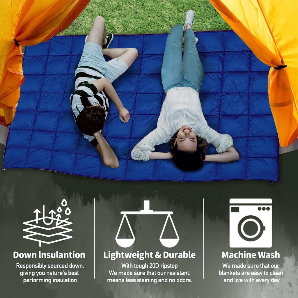 Outdoor Puffy Camping Blanket, Large Outdoor Blanket Waterproof, 55*79''