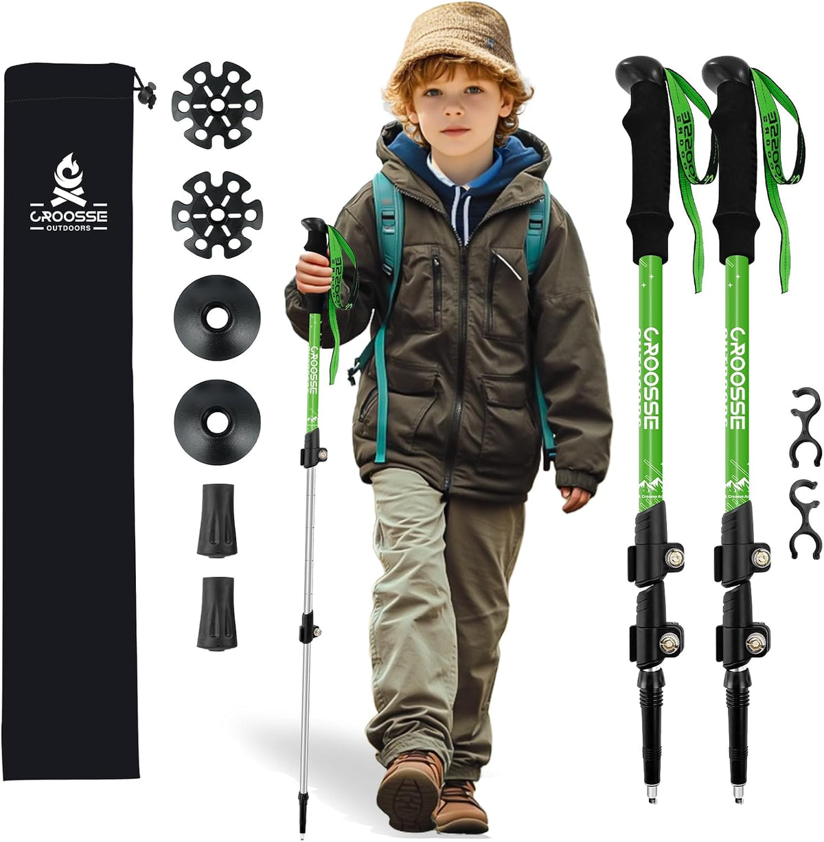 Kids Hiking Poles, Kids Walking Stick, Lightweight Aluminum Adjustable