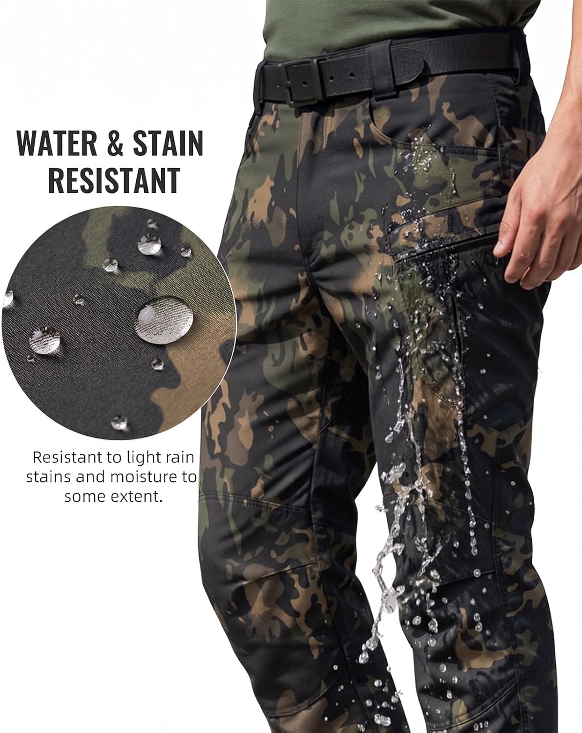 Men's Stretch Tactical Pants,Water Resistant Ripstop Cargo Pants,Lightweight Outdoor Work Hiking Pants with Pockets