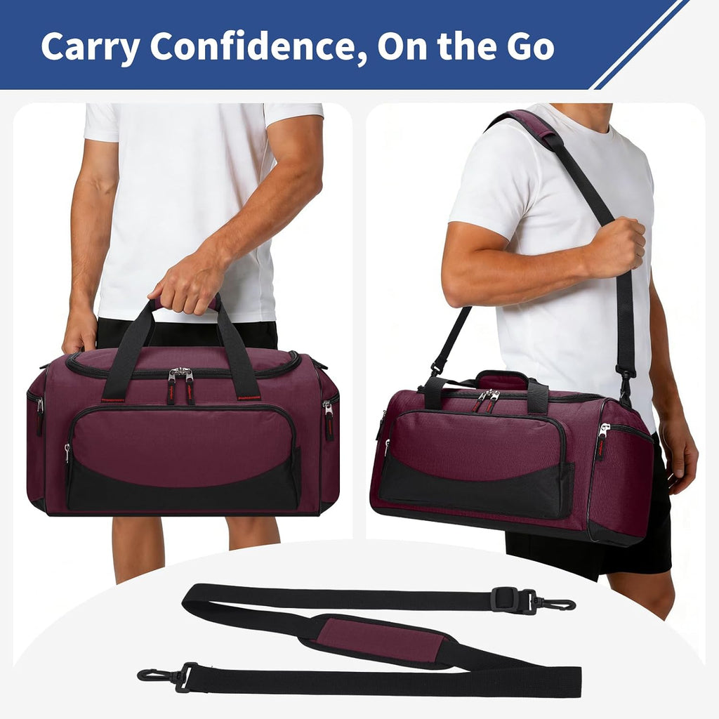 30L Gym Sport Duffle Bag, 17 inch, Maroon
