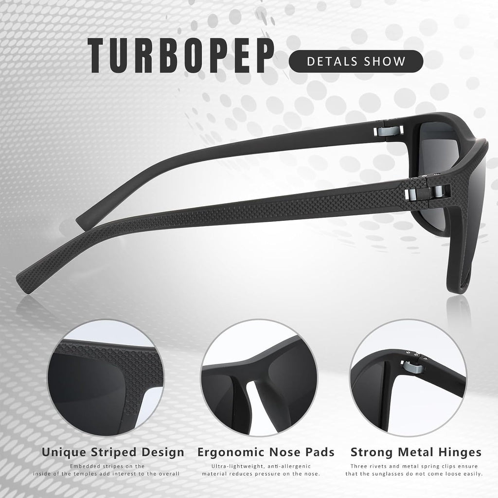 Square Polarized Sunglasses for Men and Women Lightweight Frame Sun Glasses with UV Protection