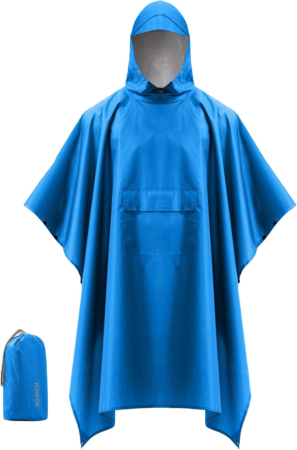 iCreek Hooded Rain Poncho Packable Waterproof Unisex Raincoat with Pocket