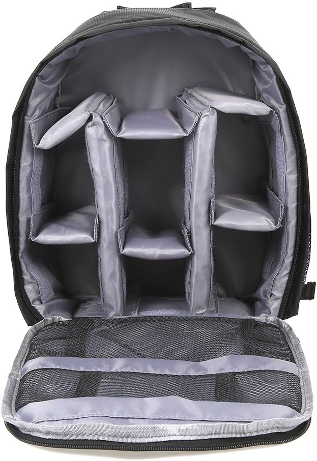 Docooler Grey Backpack - Waterproof Camera Bag, Small DSLR Camera Backpack with Customizable Interior, for Canon Sony - 33 * 26.5 * 12.5cm / 12.99 * 10.43 * 4.92 inches