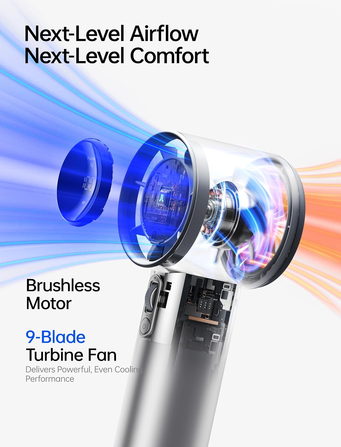 JISULIFE Handheld Fan Pro1S - Next-Gen Airflow: Up to 40H Runtime