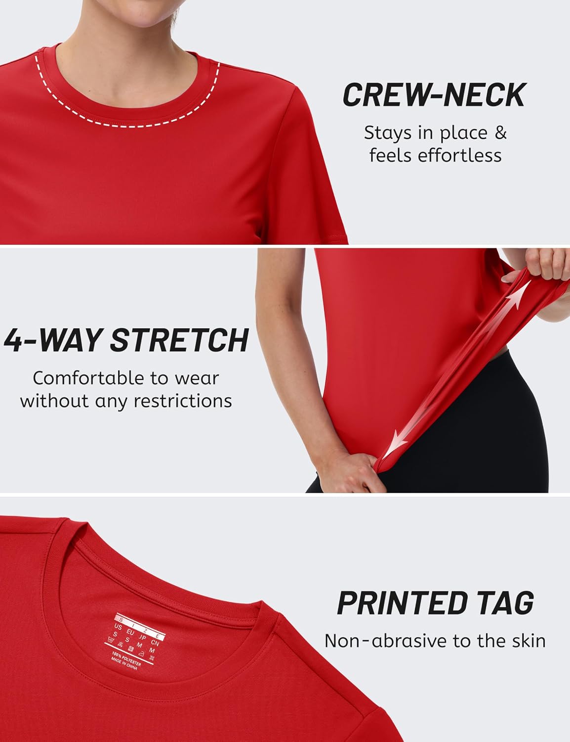 TACVASEN Women's Short Sleeve Workout Shirts UPF 50+ Sun Protection Quick Dry Athletic Tops for Running Gym Tee