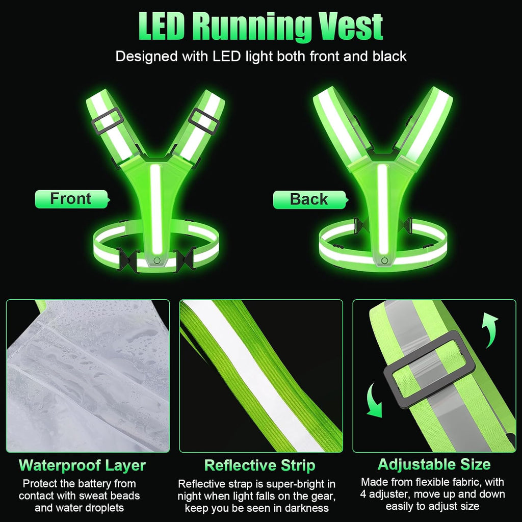 LED Reflective Vest Running Gear 5 Colors Light Up Reflective Running Vest