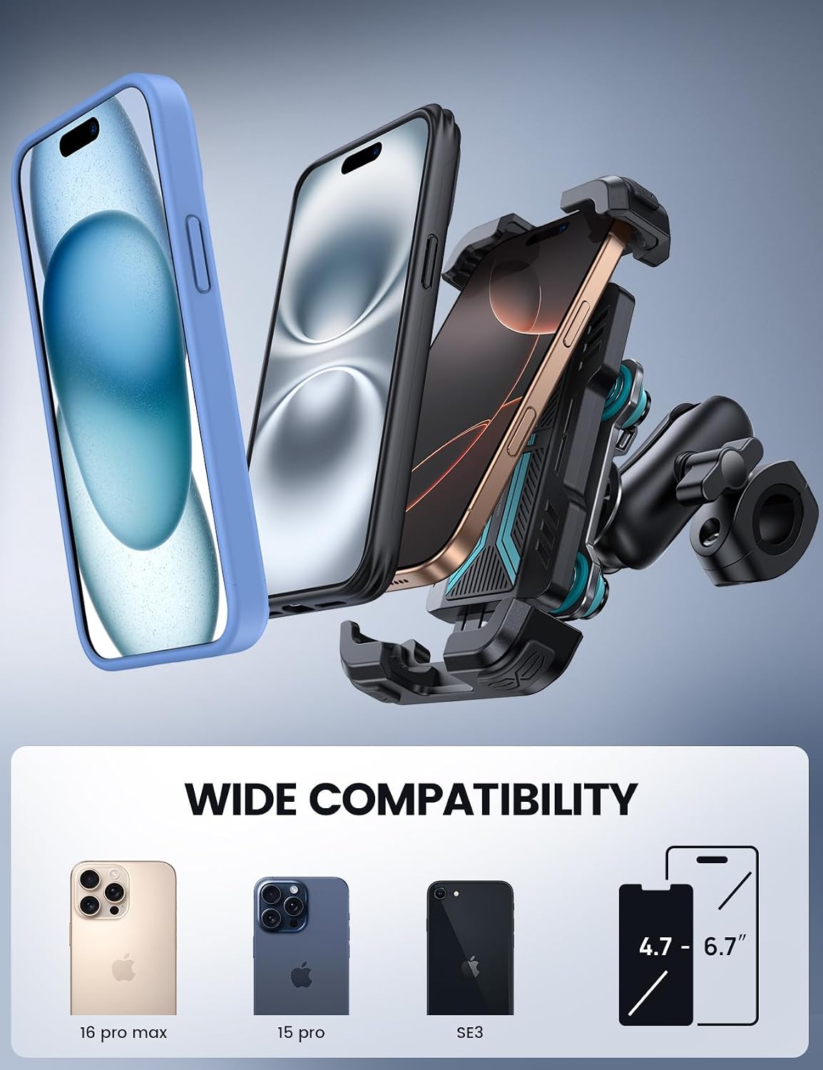 Lamicall Motorcycle Phone Mount Holder with Dual Vibration Dampener