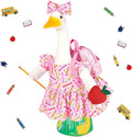 Back to School Porch Goose Outfit Set for 23'' Plastic Statue, Lawn Porch Goose Clothes with Apple for School Outdoor Garden Yard Patio Decor(Back to School)