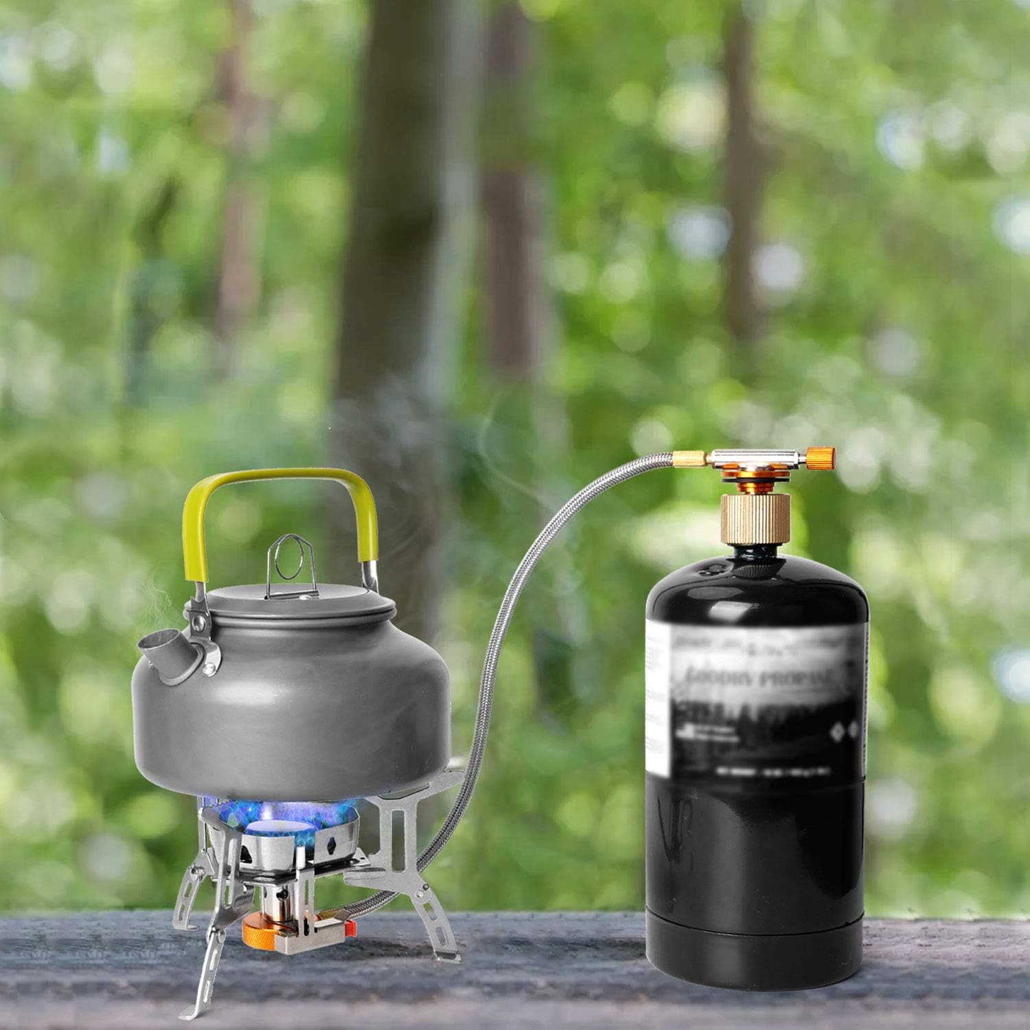 Odoland 3500W/6800W Windproof Camp Stove Camping Gas Stove with Fuel Canister Adapter, Piezo Ignition, Carry Case, Portable Collapsible Stove Burner for Outdoor Backpacking Hiking and Picnic