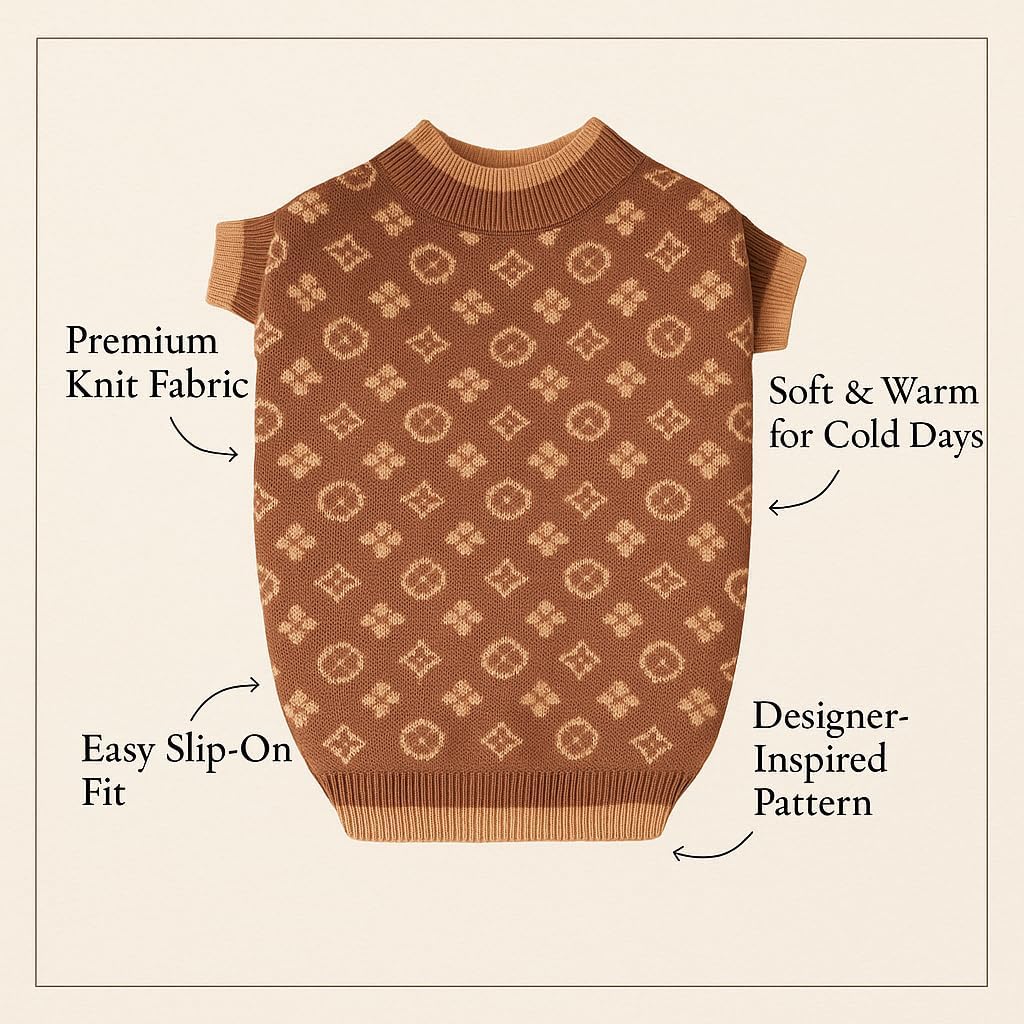 Dog Sweater for Small Dogs, Designer Dog Clothes, Luxury Chewy Pawtton Knit