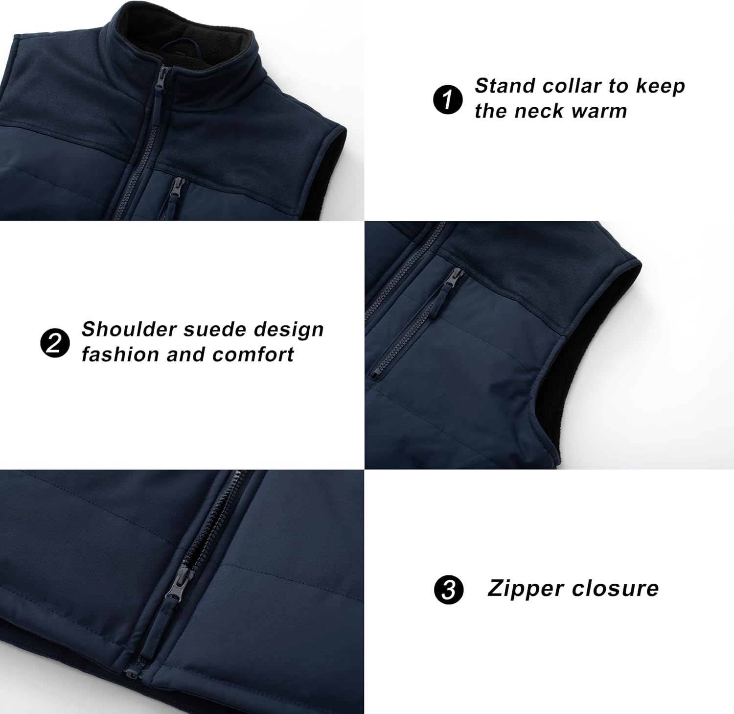 VtuAOL Men's Casual Fleece Lined Vest Outdoor Lightweight Vest Sleeveless Jacket for Travel Hiking