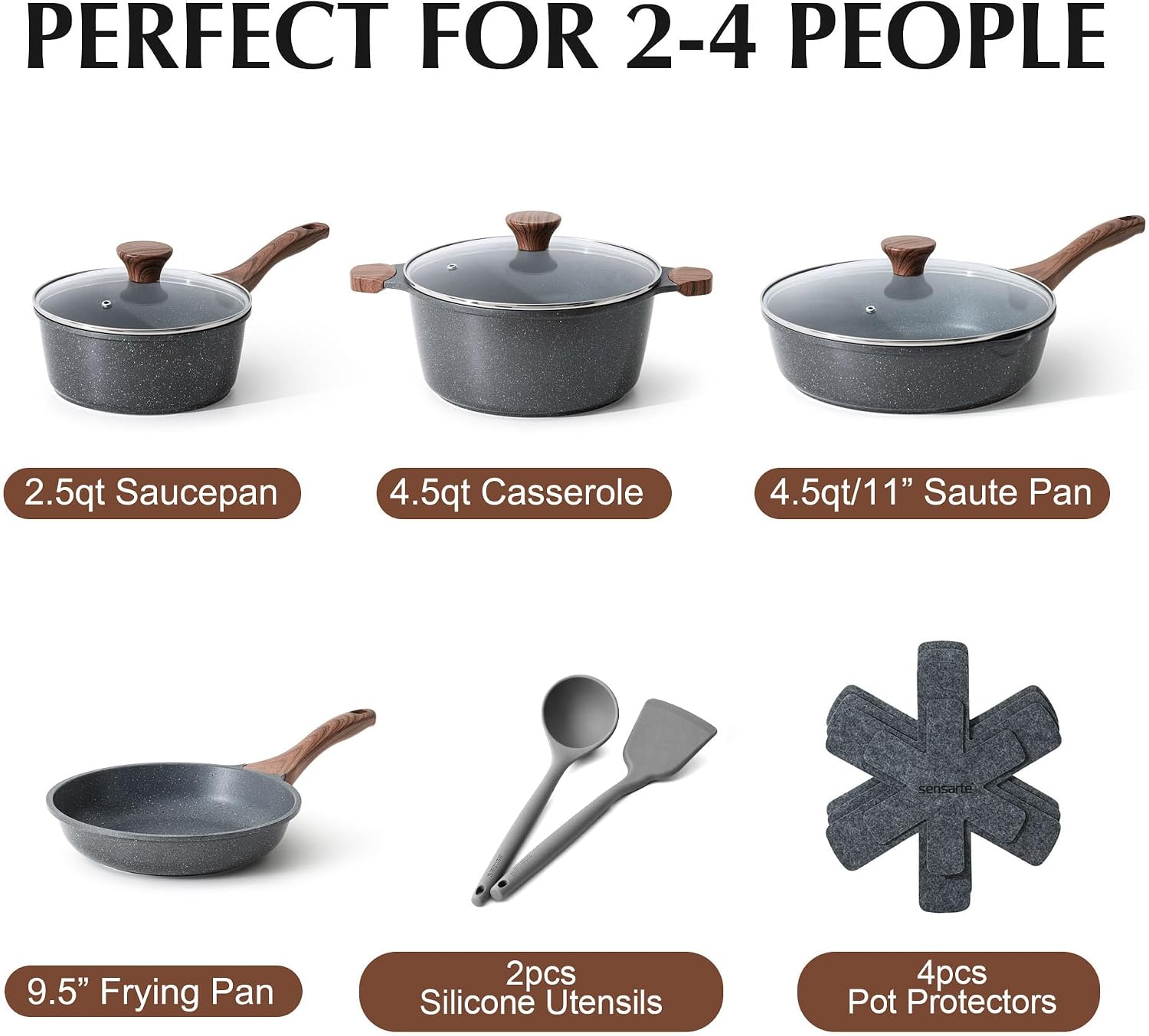 SENSARTE Nonstick Cookware Set 13 Pcs, Non Stick Pots and Pans Set