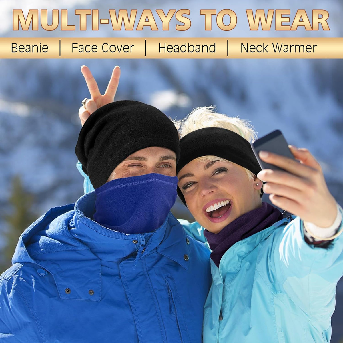 Fivali Winter Neck Warmer Gaiter: Windproof Fleece Face Mask Multi Pack