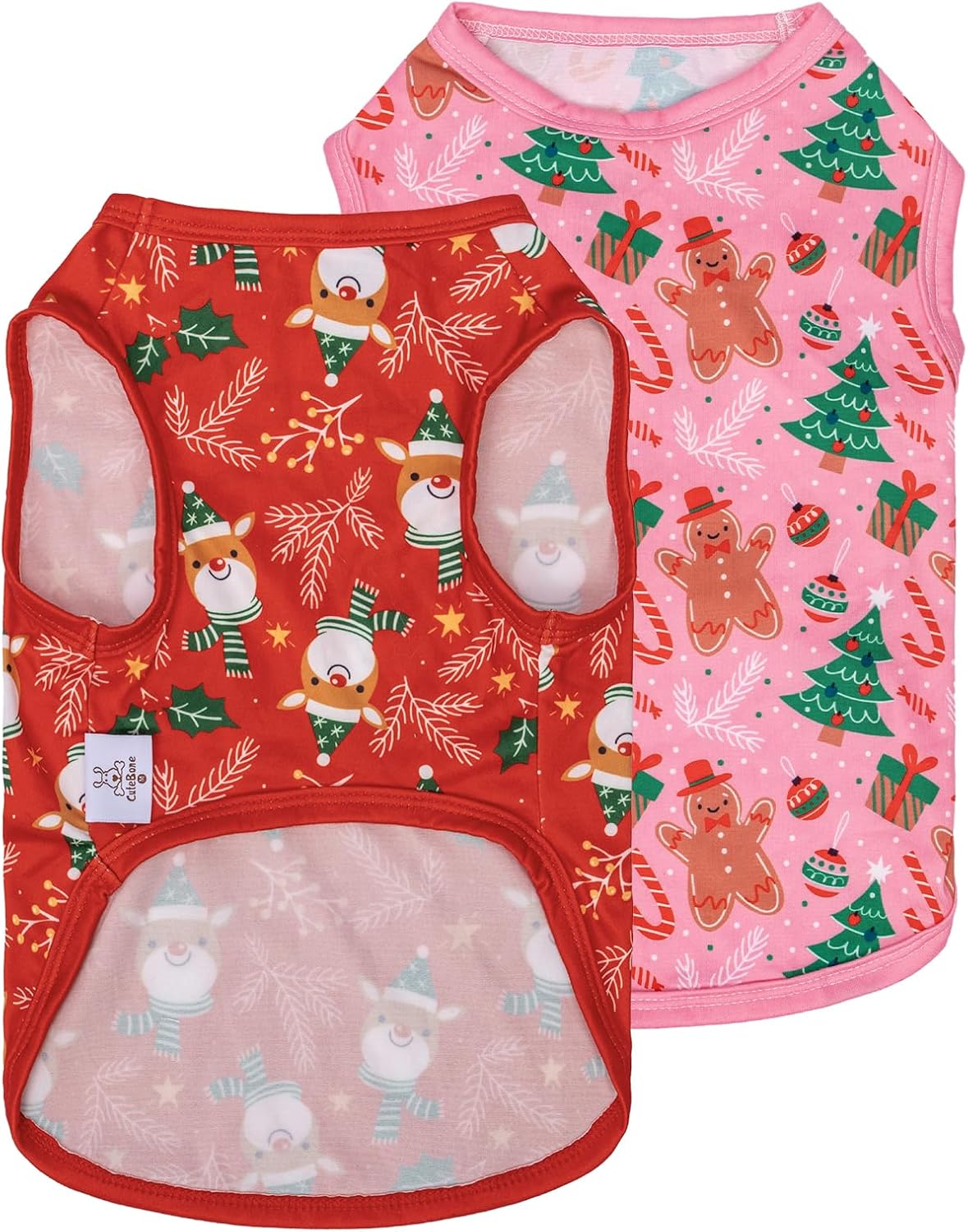 CuteBone Dog Shirts 2-Pack Soft Pet Clothes Breathable Summer Vest for Small Puppy and Stretchy Cat Apparel